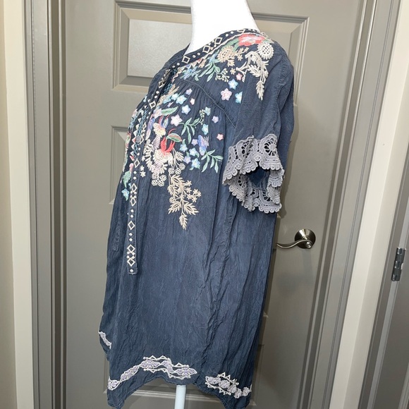 Johnny Was Navy Embroidered Top - Picture 6 of 9